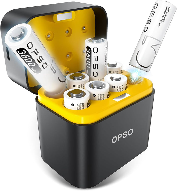 Lithium AA Rechargeable Batteries with Charger (8 Pack) - 1.5V 3600mWh High Capacity, Quick Charge 3H,2000+ Cycles for Blink Camera, Xbox Controller, Doorbell, Toys - Replaces NiMH/NiCd Batteries