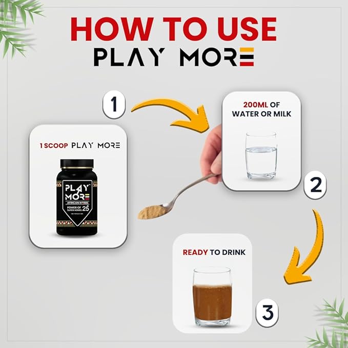 Herbal Deck Play MORE Powder for Men – African Herbal Formula | Boost Energy, Stamina, Vitality & Immunity | Supports Reproductive Health Naturally  |