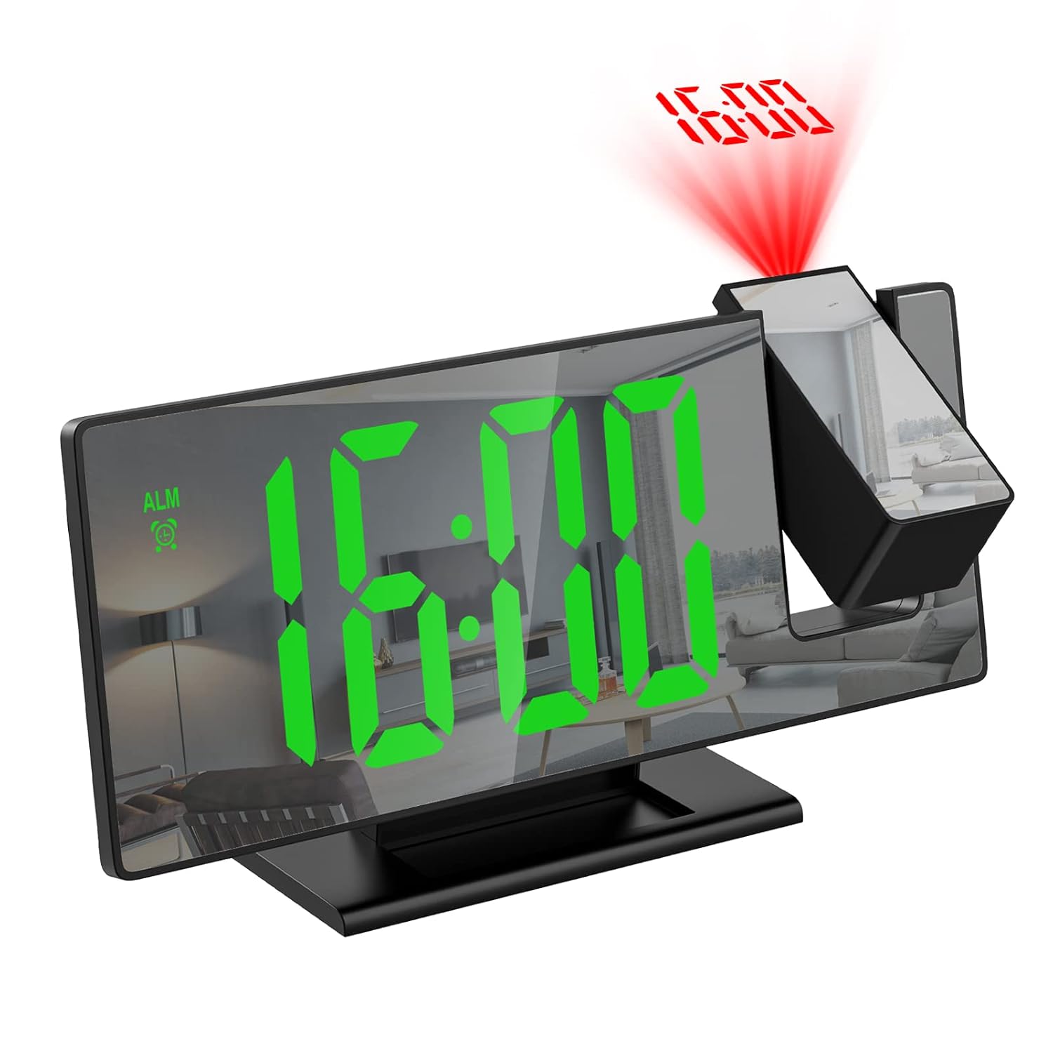 ZUDEX Projection Alarm Clock, LED Electronic Alarm Clock, 7.8" Mirror Desk Alarm Clock with Temperature, Adjustable Brightness, Snooze Mode for Bedroom, Office