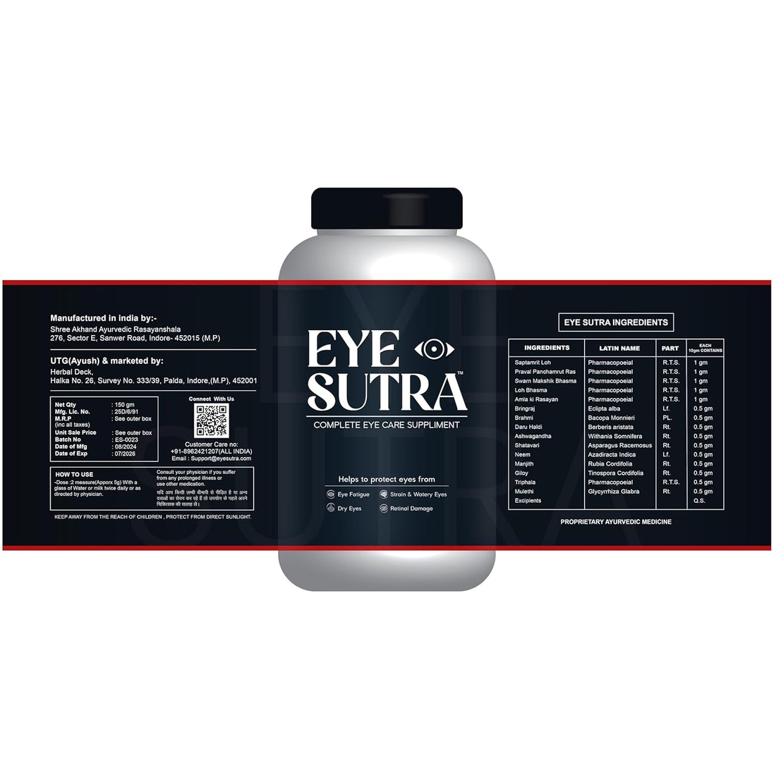 Herbal Deck Eye Sutra - Natural Eye Care Supplement for Optimal Vision and Wellness | Helps in Eye Vision Care Strain, Dryness, Redness & Itchingn