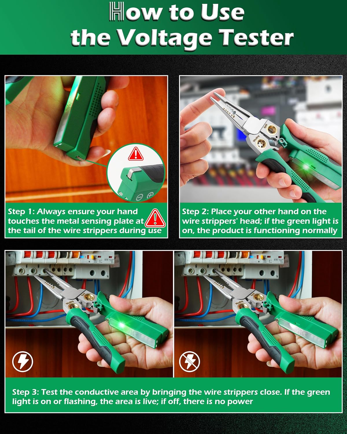 Fiaitio 8 In 1 Wire Stripper with Voltage Tester