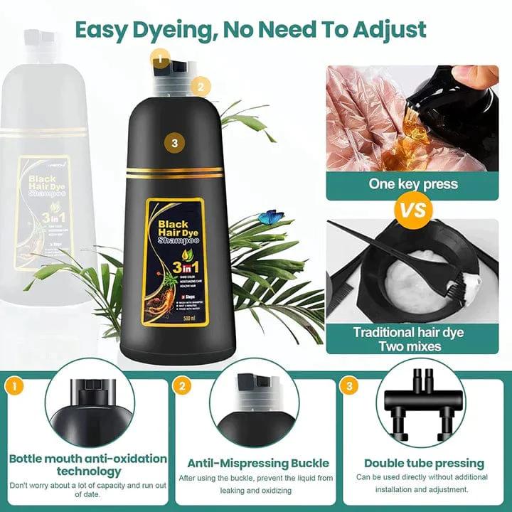 ✨The New-Black Hair Dye Shampoo Instant 3 in 1-100% Black Coverage (Buy 1 Get 1 Free😍)