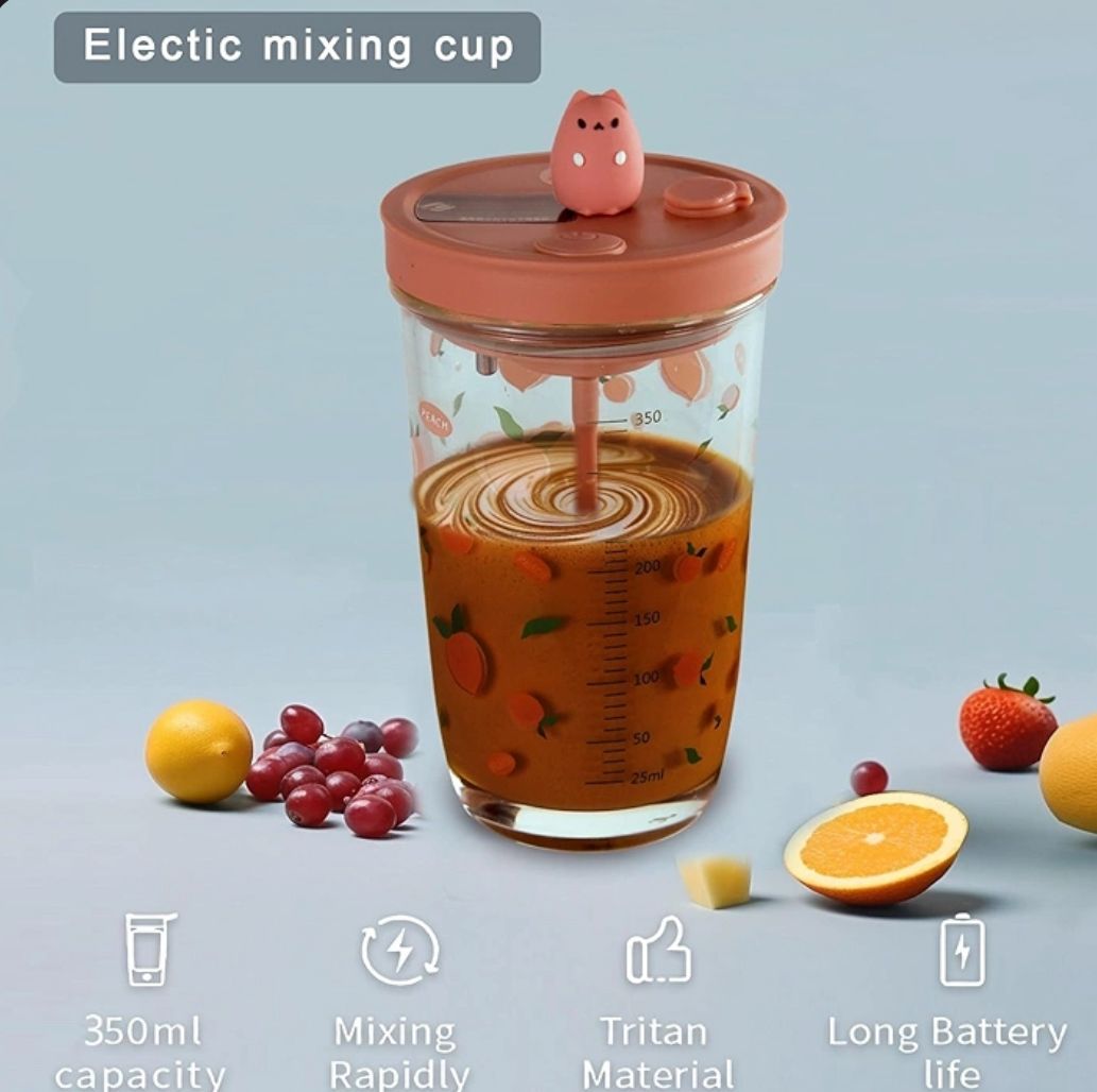 Self-Stirring Glass Sipper – Portable, Stylish, and Effortless Mixing 500ML