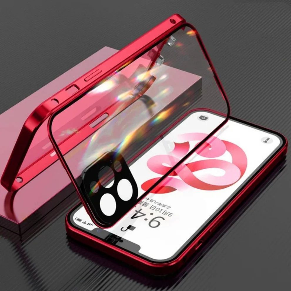 IPhone Exclusive Privacy Magnetic Glass Phone Case With 360° Protection