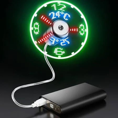 BREIS New USB Clock Fan with Real Time Clock and Temperature Display Function,Silver,1 Year Warranty