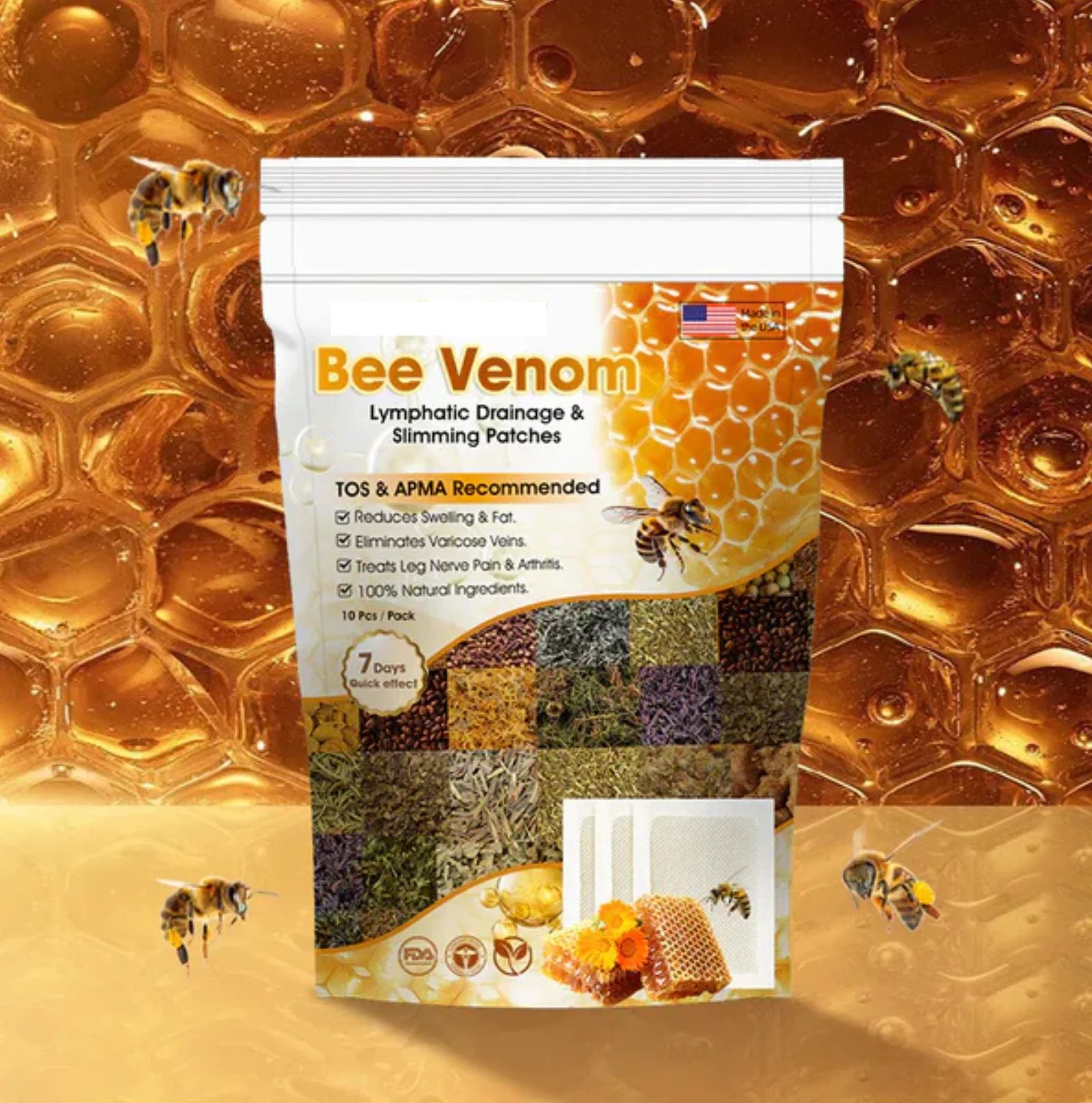 Bee Venom Lymphatic Drainage & Slimming Foot Patches 🌿👣10 Foot Patches!| BUY 1 GET 1 FREE | ⭐️⭐️⭐️⭐️ 4.9/5 Reviews