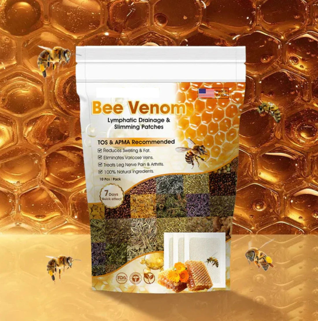 Bee Venom Lymphatic Drainage & Slimming Foot Patches 🌿👣10 Foot Patches!| BUY 1 GET 1 FREE | ⭐️⭐️⭐️⭐️ 4.9/5 Reviews