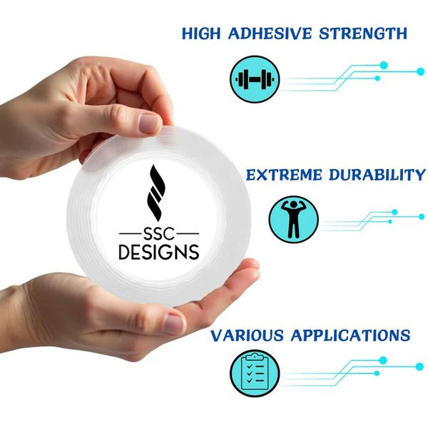 Double Sided Tape Heavy Duty Mounting Tape Two Sided Adhesive for Wall Hanging Decor Posters (Pack of 2)