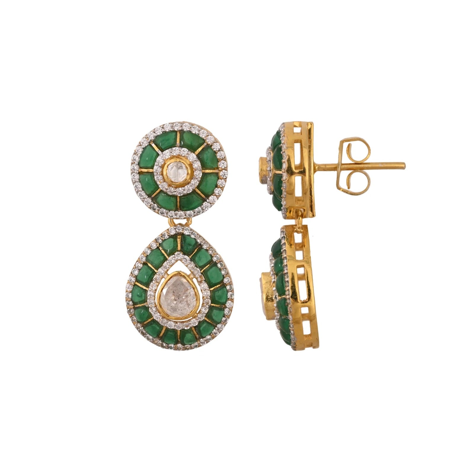 Traditional Red Beads Necklace Set with Polki/Kundan Pendant & Earrings – Wedding Jewelry