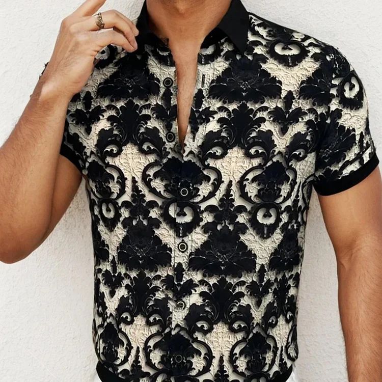 Men's Cooling Stretch Stand Collar 3D Floral Shirt