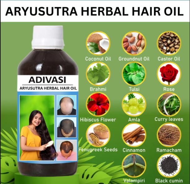 🍃ORIGINAL ADIVASI HERBAL HAIR OIL 100ML ( PACK OF 2 ) 200ML